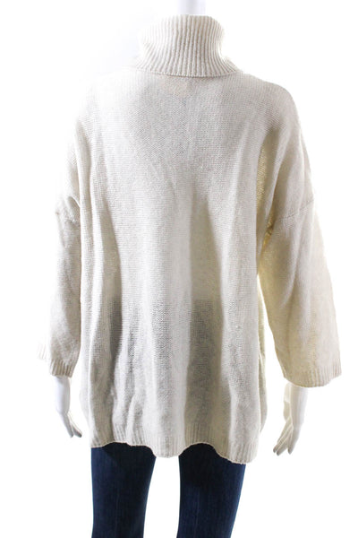 Pure DKNY Women's Wool Cashmere Blend Turtleneck Sweater Ivory Size 4