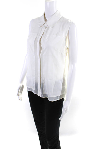 Laundry by Shelli Segal Womens Sheer Sleeveless Collared Top Blouse White Size 6