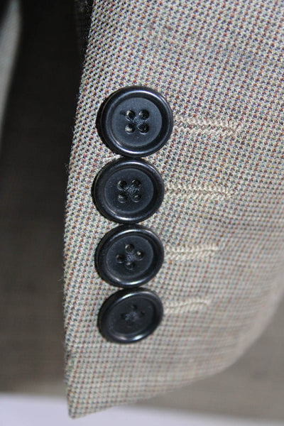 Missoni Mens Micro Check Three Button Notched Blazer Jacket Brown Wool Size 38