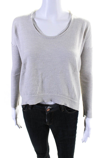 Zadig & Voltaire Womens Scoop Neck High Low Slouchy Sweater Gray Size Small