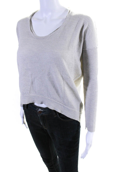Zadig & Voltaire Womens Scoop Neck High Low Slouchy Sweater Gray Size Small