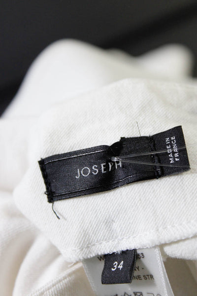 Joseph Women's Low Rise Zip Up Wide Leg Trousers White Size 34