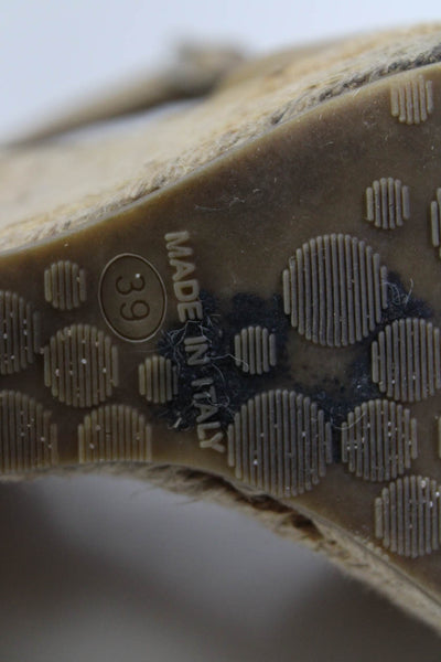 Jimmy Choo Womens Patent Leather Slingbacks Espadrille Wedges Beige Size 39 9