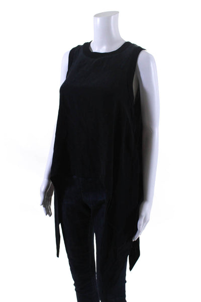 Cinq A Sept Womens 100% Silk Asymmetrical Hem Sleeveless Tank Top Black Size M