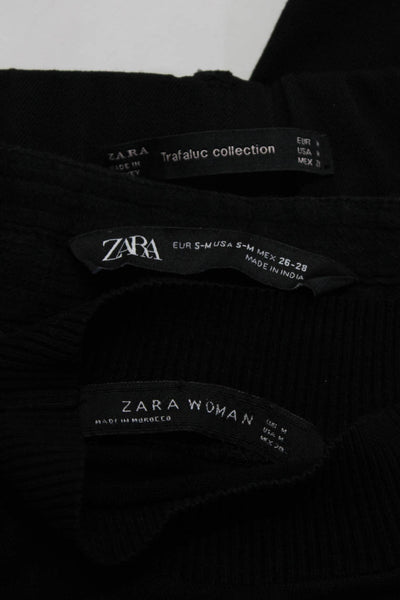Zara Womens Side Stripe Slim Straight Elastic Pants Tops Black Size M, S-M Lot 3