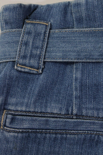 L'Agence Women's High Rise Belted Denim Jean Shorts Blue Size 22