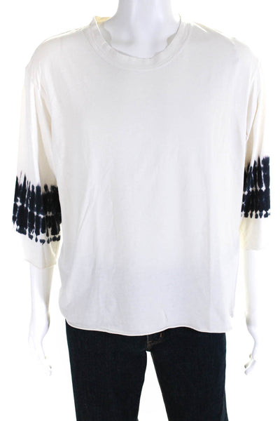 Raquel Allegra Men's Cotton Tie-Dyed Sleeves Basic T-shirt White Black Size 3