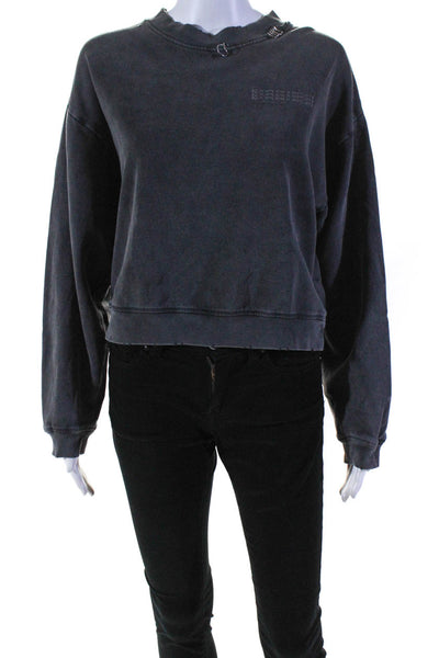 Kooples x Sport Womens Pullover Logo Oversized Crew Neck Sweater Gray Size 1