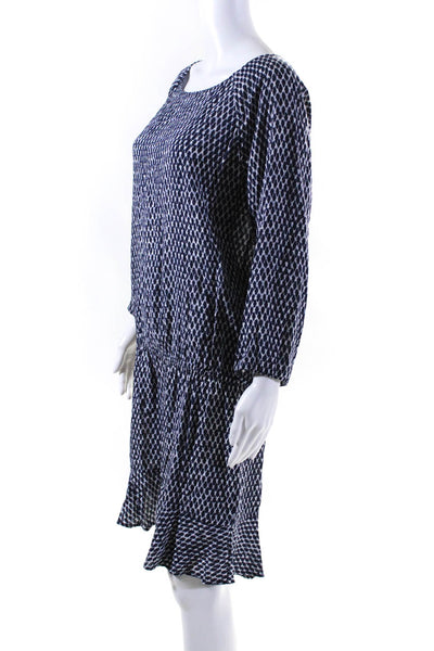 Soft Joie Women's Boat Neck 3/4 Sleeves Drop Waist Mini Dress Blue Size M