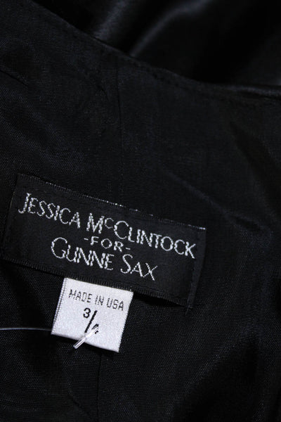 Jessica McClintock Womens Darted Jeweled Ruffled Drop Waist Dress Black Size 3-4