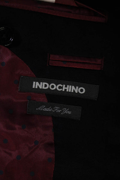 Indochino Mens Sateen Twill Two Button Blazer Jacket Navy Blue Wool Size 46