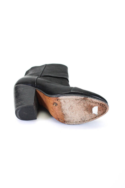 Rag & Bone Womens Black Leather Zip Block Heels Ankle Boots Shoes Size 7.5