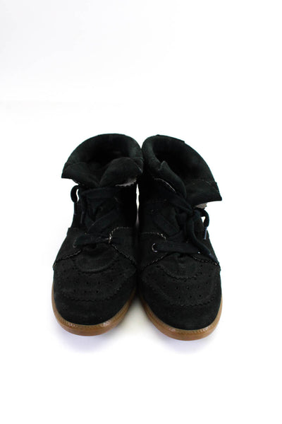Isabel Marant Womens Black Suede High Top Wedge Heels Sneakers Shoes Size 8