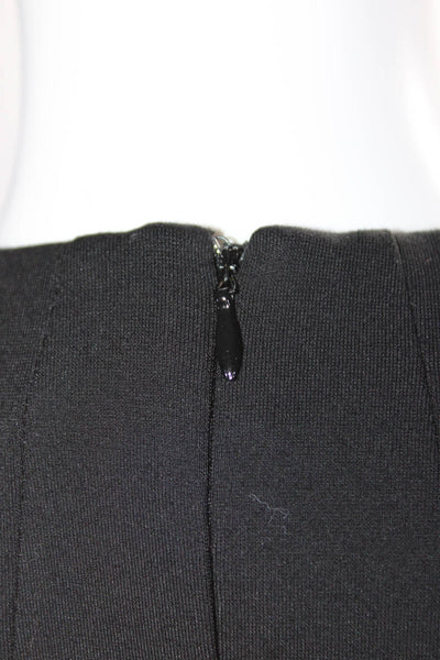 Adam Lippes Women's Zip Up Long Sleeve Crew Neck Pencil Dress Black Size XS