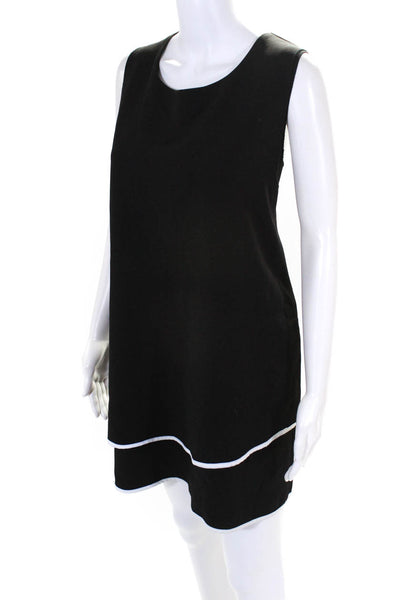 Hilary Radley Womens Back Zipped Striped Hem Tiered A-Line Dress Black Size XL