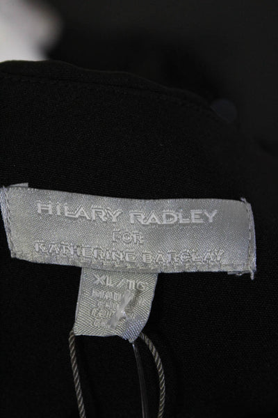 Hilary Radley Womens Back Zipped Striped Hem Tiered A-Line Dress Black Size XL