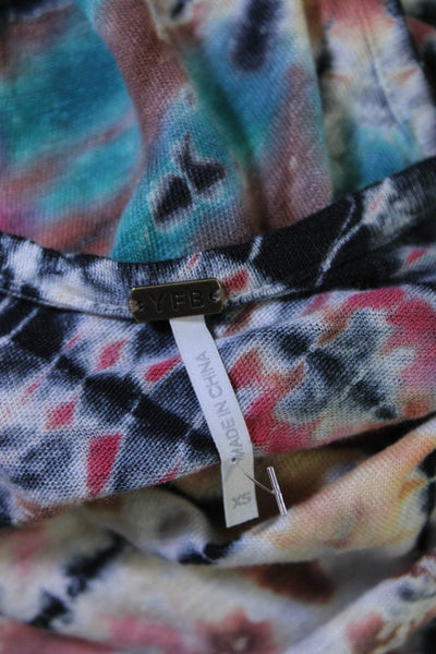 YFB Women's Linen Tie Dye Scoop Neck Tank Top Multicolor Size XS