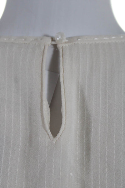 Elie Tahari Womens Silk Sequined Short Sleeve Layered Blouse Ivory White Size XS