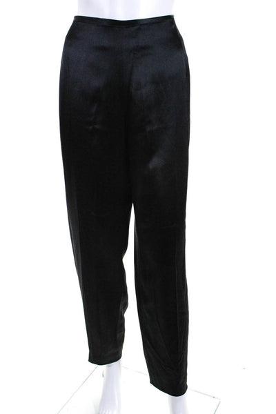 Sylvia Heisel Women's Silk Midrise Straight Leg Pant Black Size 14