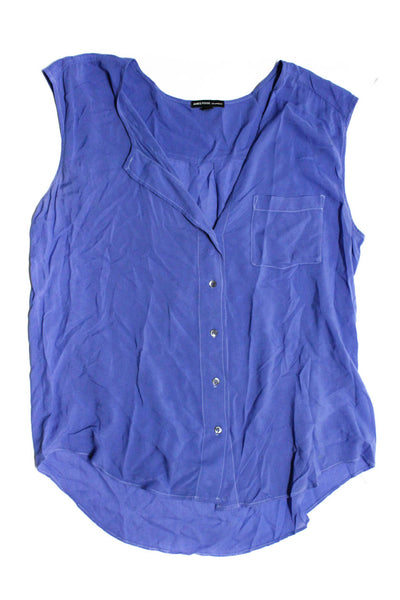 James Perse Women's Button Down Sleeveless Shirt Blue White Size 2 Lot 2