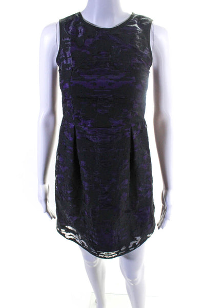 Milly Minis Womens Cotton Abstract Lace Back Zipped Sheath Dress Purple Size 14