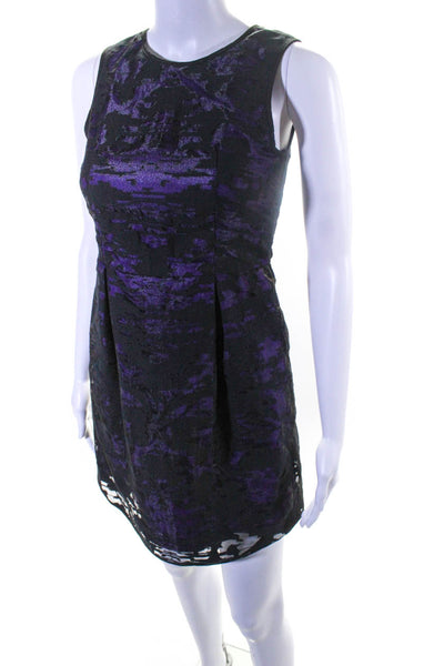 Milly Minis Womens Cotton Abstract Lace Back Zipped Sheath Dress Purple Size 14