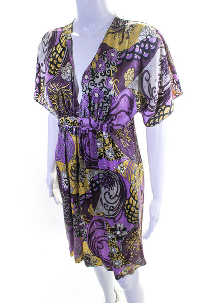 Alice & Trixie Womens Silk Floral Print Empire Waist Maxi Dress Purple Size M