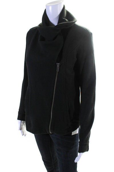 Helmut Women's Draped Collar Asymmetric Hem Biker Jacket Dark Gray Size S