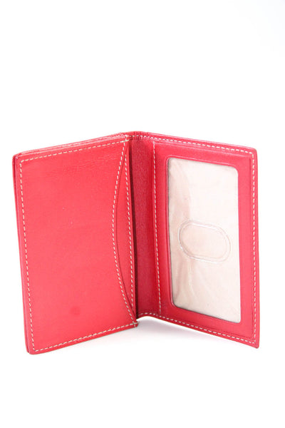 Levenger Womens Leather Envelope Bi Fold Clear ID Pocket Card Wallet Red Small