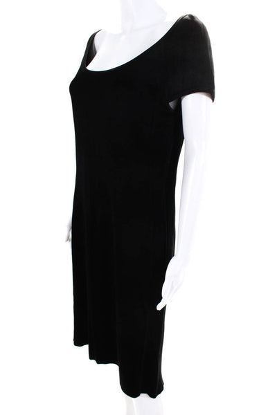 Ralph Lauren Womens Darted Textured Back Zipped Short Sleeve Dress Black Size L