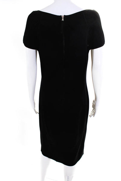 Ralph Lauren Womens Darted Textured Back Zipped Short Sleeve Dress Black Size L