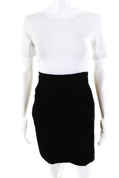 Eileen Fisher Womens High Waist Knee-Length Straight Skirt Black Size M