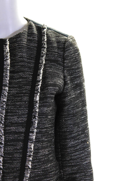 Vince Womens Heather Textured Long Sleeved Zippered Jacket Black Gray Size 4