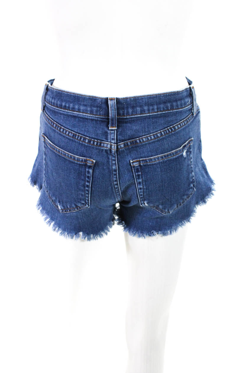 L'Agence Womens Cotton Mid-Rise Frayed Hem Cut Off Jean Shorts Blue Si -  Shop Linda's Stuff