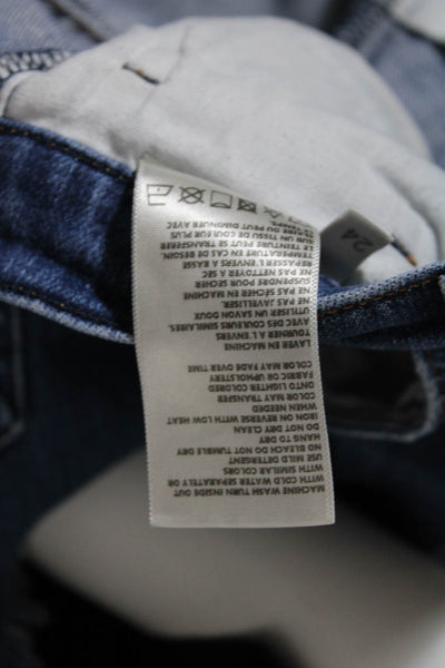 L'Agence Womens Cotton Mid-Rise Frayed Hem Cut Off Jean Shorts Blue Size 24