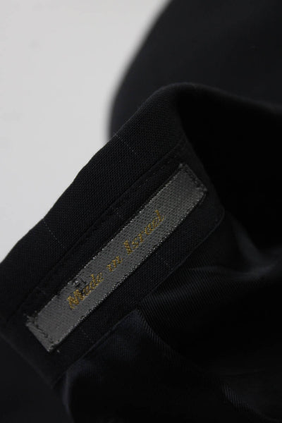 A Luigi Luzzatti Collezione Mens Black Pinstriped Two Button Blazer Size 46L