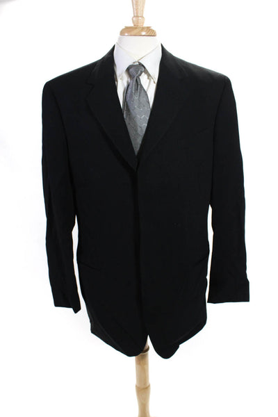 Giorgio Armani Le Collezioni Mens Black Wool Three Button Blazer Size 44