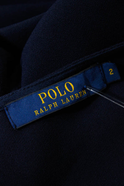 Polo Ralph Lauren Women's Cotton Short Sleeve Midi Pencil Dress Blue Size 2