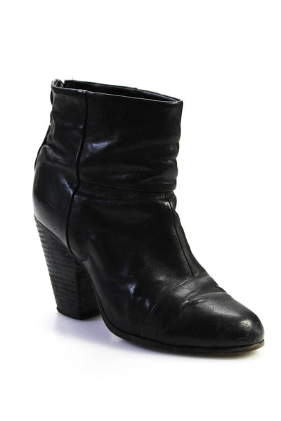 Rag & Bone Womens Stacked Heel Leather Almond Toe Ankle Boots Black Size 38 8
