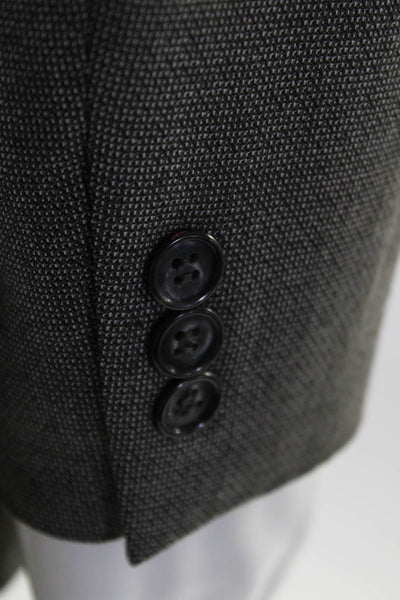 Haggar Mens Brown Printed Wool Two Button Blazer Matching Pants Set Size 44