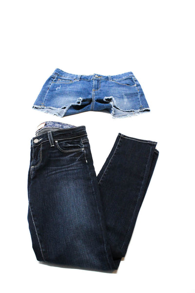 Paige Womens Cotton Cut Off Denim Shorts Skinny Jeans Blue Size 28 26 Lot 2