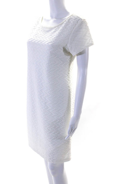 Sharagano Womens Cap Sleeve Round Neck Knee Length Bodycon Dress White Size 10