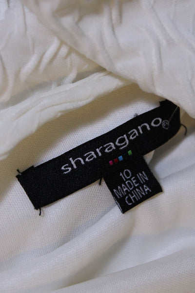 Sharagano Womens Cap Sleeve Round Neck Knee Length Bodycon Dress White Size 10