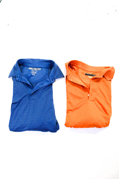 Greg Norman Mens Short Sleeve Lightweight Polo Shirts Orange Blue Size XL Lot 2