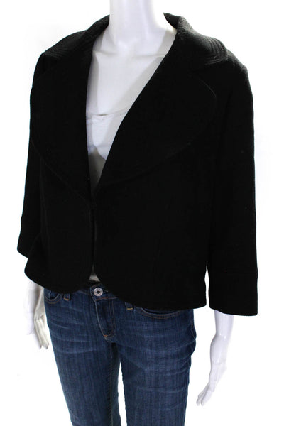 Boden Women's Wool Collared Long Sleeve Open Cropped Blazer Black Size 14