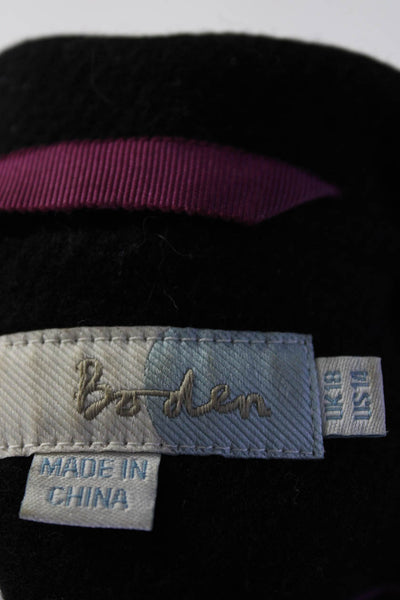 Boden Women's Wool Collared Long Sleeve Open Cropped Blazer Black Size 14