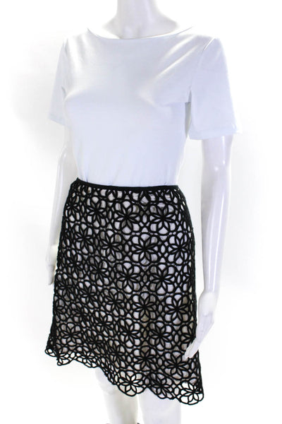 9-H15 STCL Women's Low Rise Floral Lace Midi Pencil Skirt Black Size 14