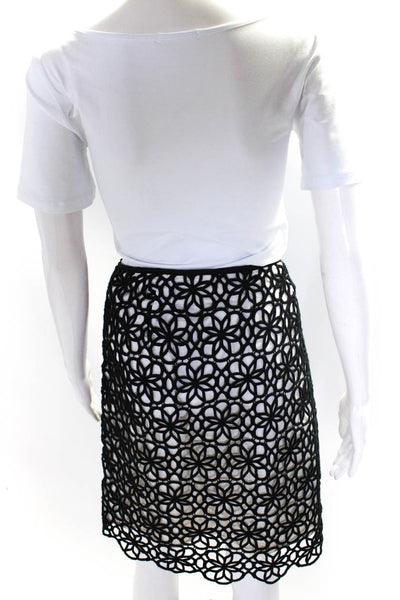 9-H15 STCL Women's Low Rise Floral Lace Midi Pencil Skirt Black Size 14