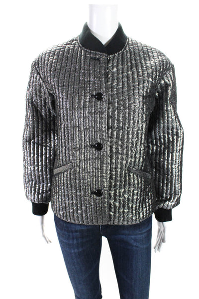The Great Womens Button Down Jacket Silver Metallic Size 1