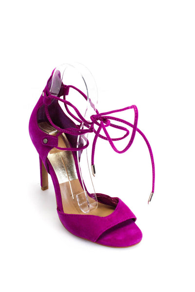 Dolce Vita Womens Fuschia Suede Lace Up High Heels Sandals Shoes Size 6